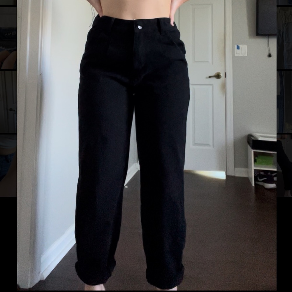 Black straight leg jeans